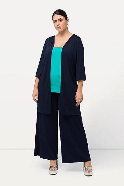 Ulla Popken Shirtjacke Longjacke Rippjersey offene Form V-Ausschnitt günstig online kaufen