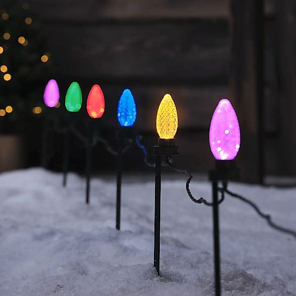 20er LED Lichterkette Kerzenbirnen koppelbar bunt mit Erdspießen günstig online kaufen