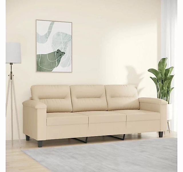 vidaXL Sofa 3-Sitzer-Sofa Creme 180 cm Mikrofasergewebe günstig online kaufen