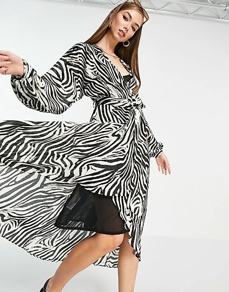 Mango – Oversize-Kleid mit Zebramuster-Mehrfarbig günstig online kaufen
