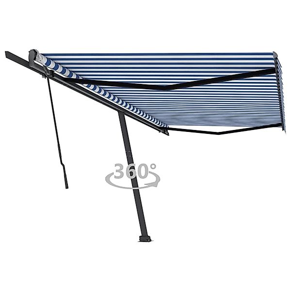 furnicato Standmarkise Manuell Einziehbar 500x300 cm Blau/Weiß günstig online kaufen
