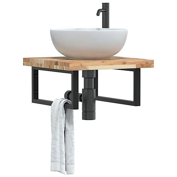 vidaXL Waschbeckenschrank Waschbeckenregal Wandmontage Stahl und Akazienhol günstig online kaufen