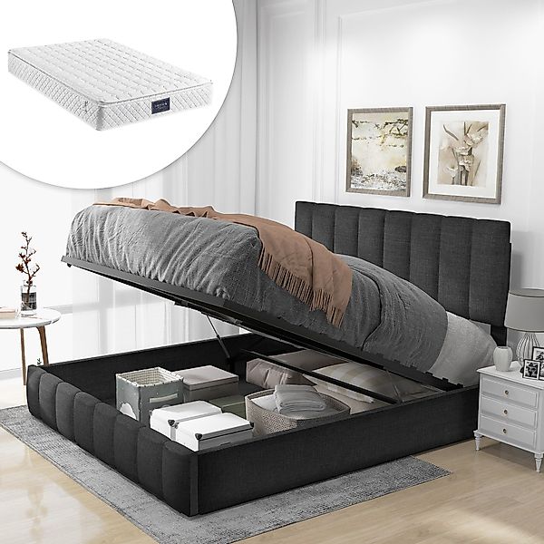 Ulife Boxspringbett graues und hydraulisches Doppelbett günstig online kaufen