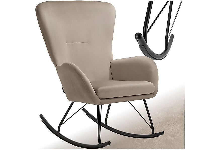 tectake Schaukelstuhl Relaxsessel Swing mit Stahlkufen und dicker Polsterun günstig online kaufen