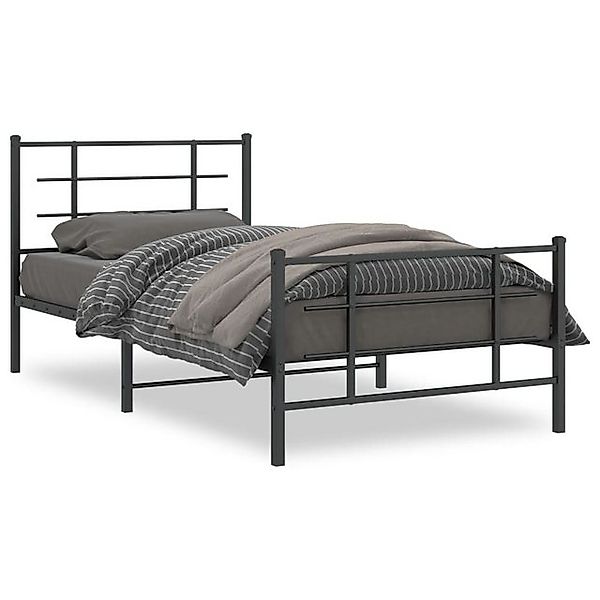 vidaXL Bettgestell, Bettrahmen mit Kopf- und Fußteil Metall Schwarz 107x203 günstig online kaufen