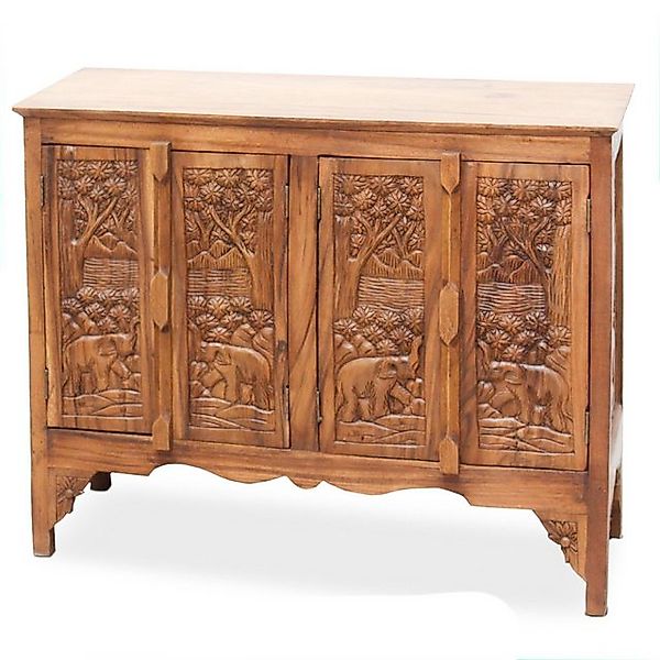 Oriental Galerie Mehrzweckschrank Schrank aus Holz Elefanten Braun 96cm Asi günstig online kaufen