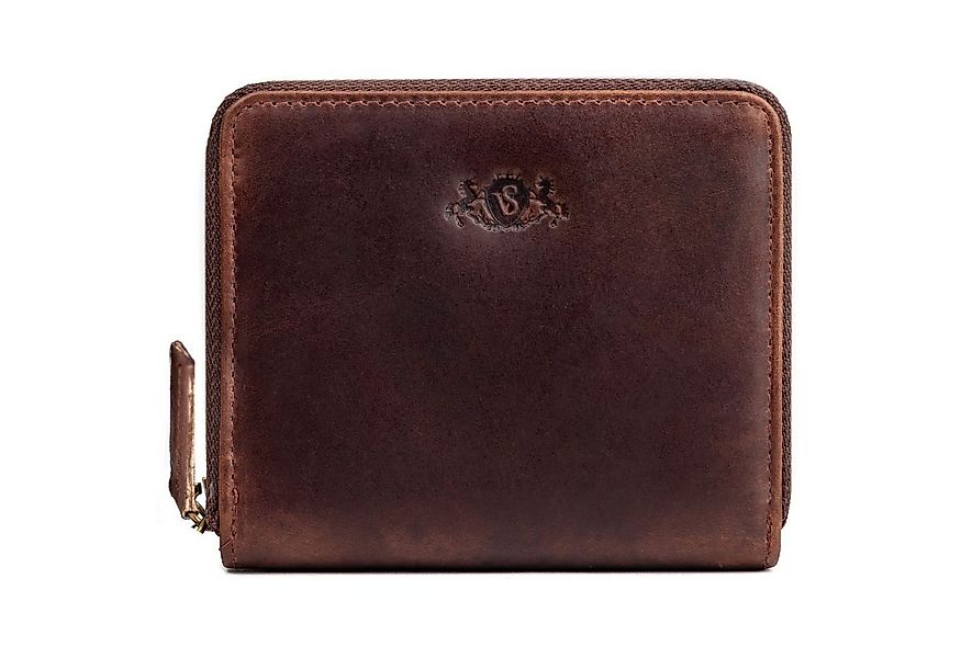 SID & VAIN Geldbörse echt Leder Damen Geldbeutel groß braun HANNAH, Portemo günstig online kaufen