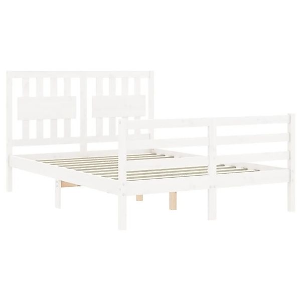 vidaXL Massivholzbett mit Kopfteil Weiß 140x190 cm 3194292 günstig online kaufen