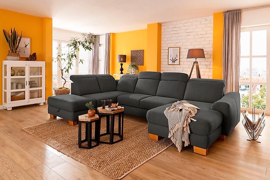 Home affaire Wohnlandschaft »Dundee U-Form« wahlweise mit Kopfteilverstellu günstig online kaufen