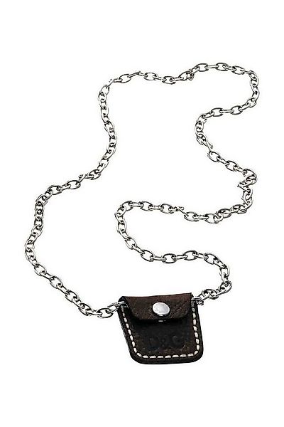 D&G Collier Rough, aus Edelstahl und Leder, Silber/Schwarz, mit kleinem Täs günstig online kaufen