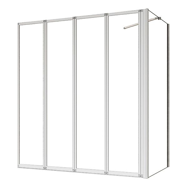 AICA 120x140cm Weiß 4-ftg. Faltbare mit 75cm Seitewand Badewanneaufsatz 4mm günstig online kaufen