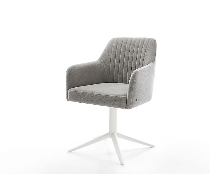 Drehstuhl Greg-Flex Strukturstoff Soft Grau Fußkreuz Weiß 360° drehbar Wipp günstig online kaufen