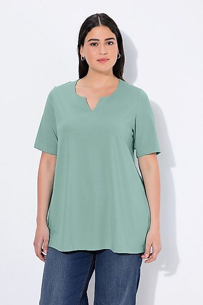 Ulla Popken T-Shirt T-Shirt A-Linie Tunika-Ausschnitt Halbarm günstig online kaufen