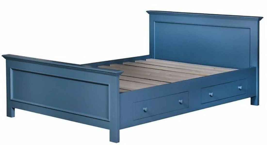 Casa Padrino Bett Bett Blau 160 x 200 cm - Schlafzimmermöbel im Landhaussti günstig online kaufen