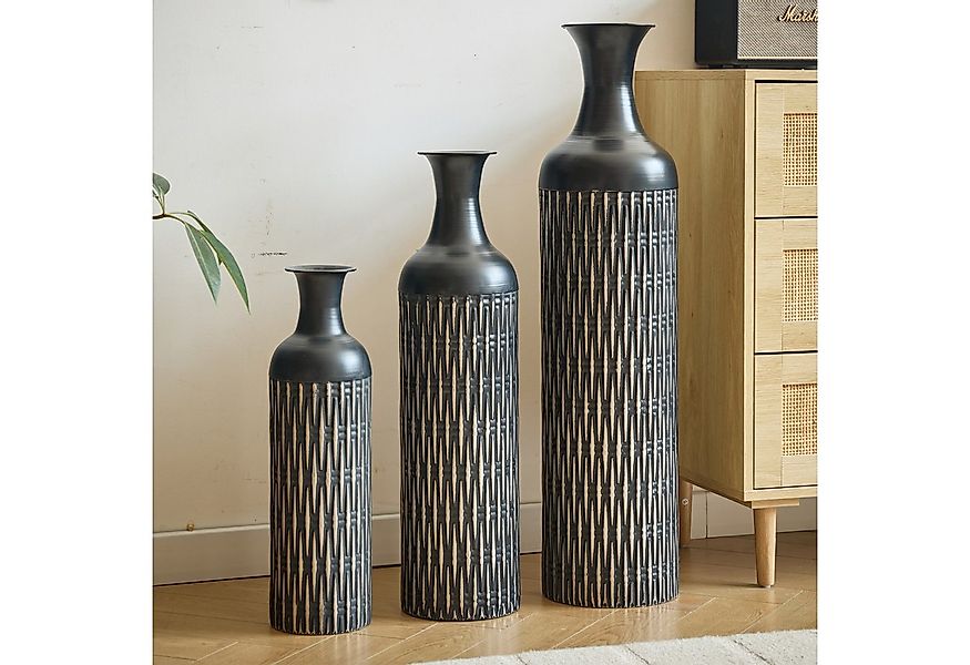 KLAM HOME Bodenvase Große Bodenvase 3er Set aus Metall, (50/65/83 cm), Mid- günstig online kaufen