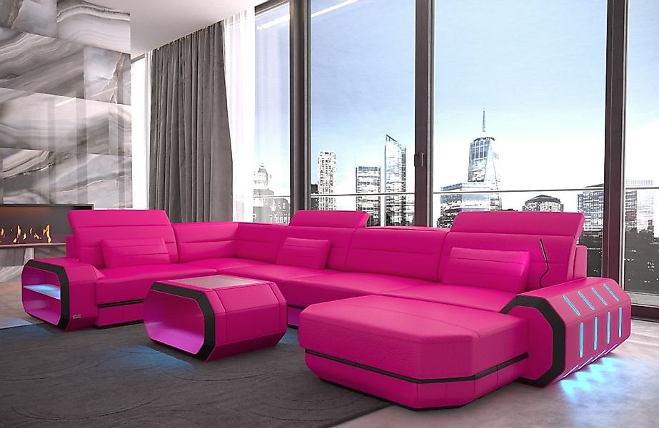 Sofa Dreams Wohnlandschaft Sofa Ledercouch Leder Roma U Form Ledersofa, Cou günstig online kaufen