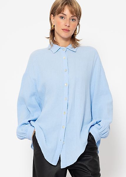 SASSYCLASSY Longbluse Oversize Musselin Bluse Damen günstig online kaufen