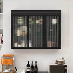 Celya Wandhängeschrank Glas-Wandregal,Hängeschrank küche, Drei Glastüren,Dr günstig online kaufen