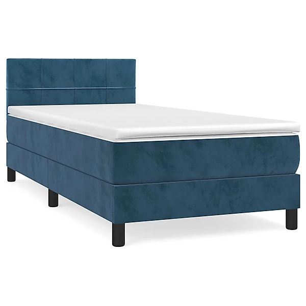 vidaXL Boxspringbett mit Matratze Dunkelblau 90x200 cm Samt1369140 günstig online kaufen