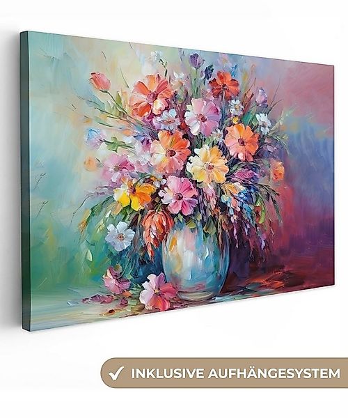 OneMillionCanvasses® Leinwandbild Blumen - Kunst - Malerei - Frühling - Blu günstig online kaufen