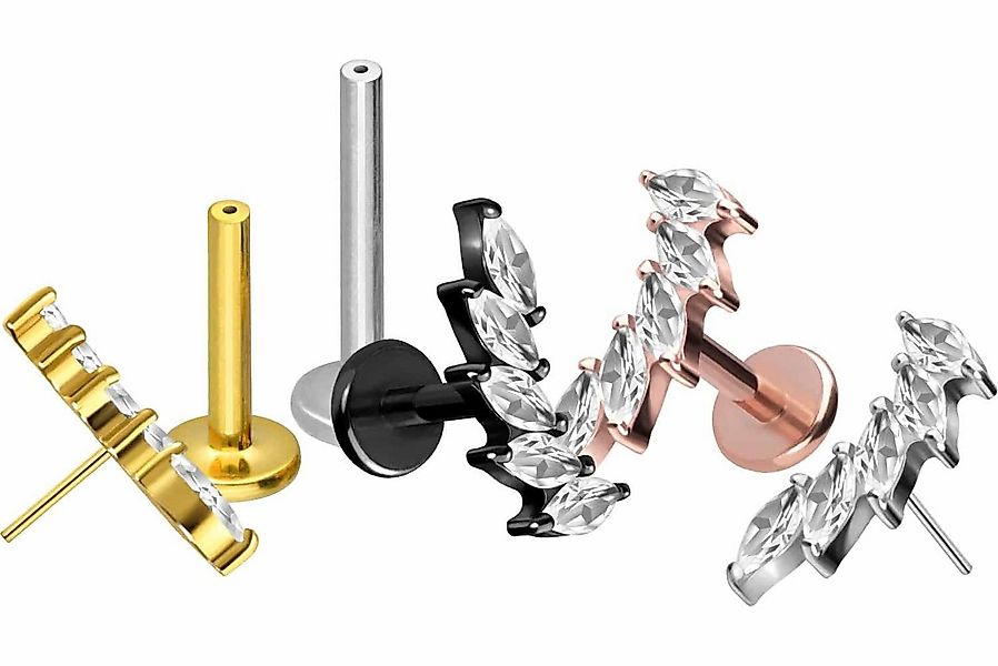 PIERCINGLINE Piercing-Set Titan Labret mit Push Fit 5 EINGEFASSTE KRISTALLT günstig online kaufen
