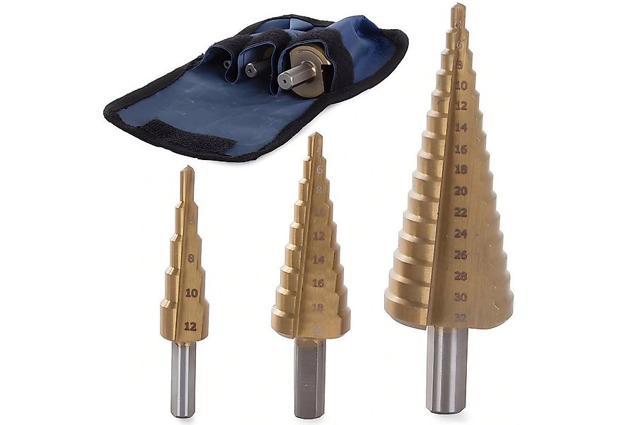 VERK GROUP Stufenbohrer Stufenbohrer Set Metallbohrer Kegelbohrer 3-teilig günstig online kaufen