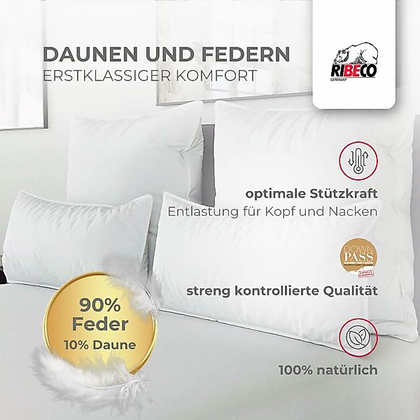 RIBECO Federkissen "Johanna Kopfkissen 1-tlg. oder 2-tlg.: 40x80 cm, 80x80 günstig online kaufen