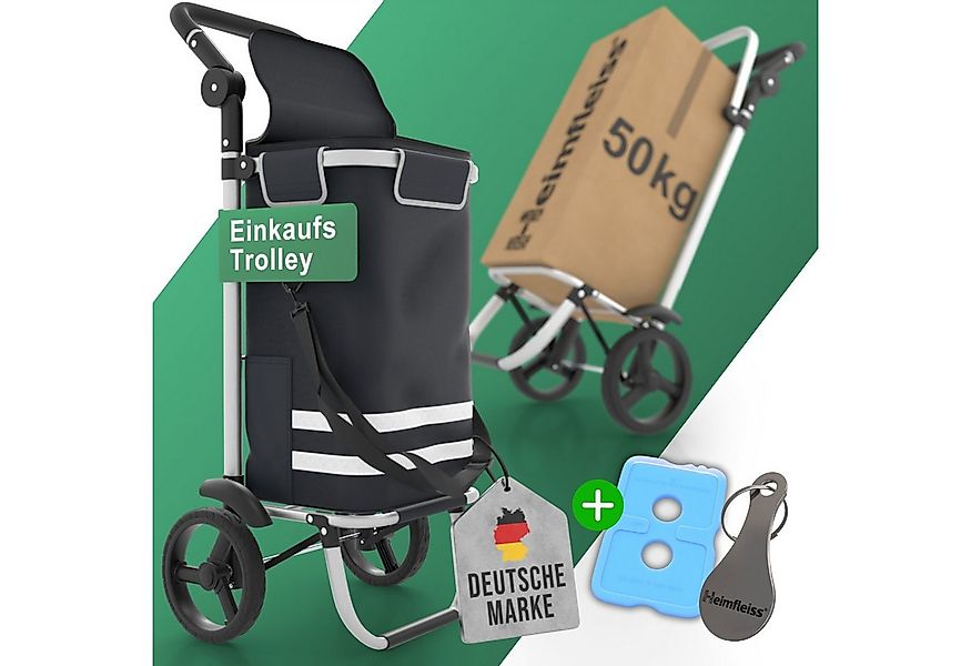Heimfleiss® Einkaufstrolley Klappbarer Einkaufstrolley mit Kühlfach – 56L, günstig online kaufen