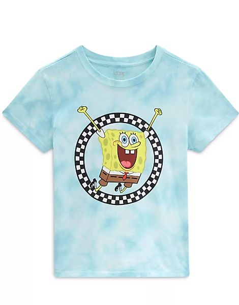 Vans X Spongebob – Jump Out – T-Shirt mit Batikmuster in Blau günstig online kaufen