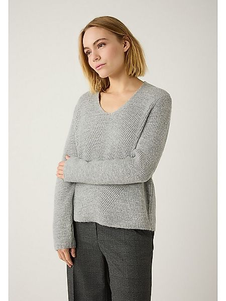 MORE&MORE Rundhalspullover Rippstrickpullover mit V-Ausschnitt günstig online kaufen