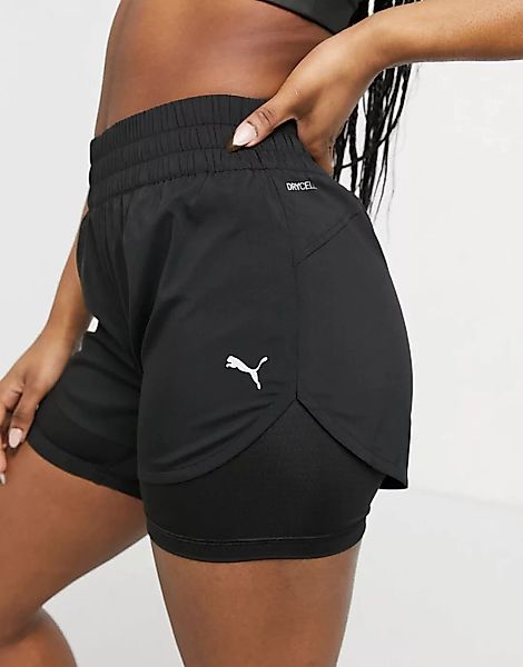 Puma – Favourite – 2-in-1-Lauf-Shorts in Schwarz, drei Zoll günstig online kaufen