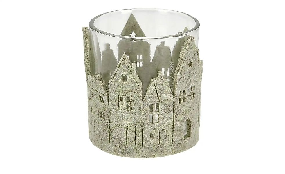 Windlicht Häuser   ¦ grün ¦ Glas,Filz ¦ Maße (cm): H: 8  Ø: 7 Accessoires > günstig online kaufen