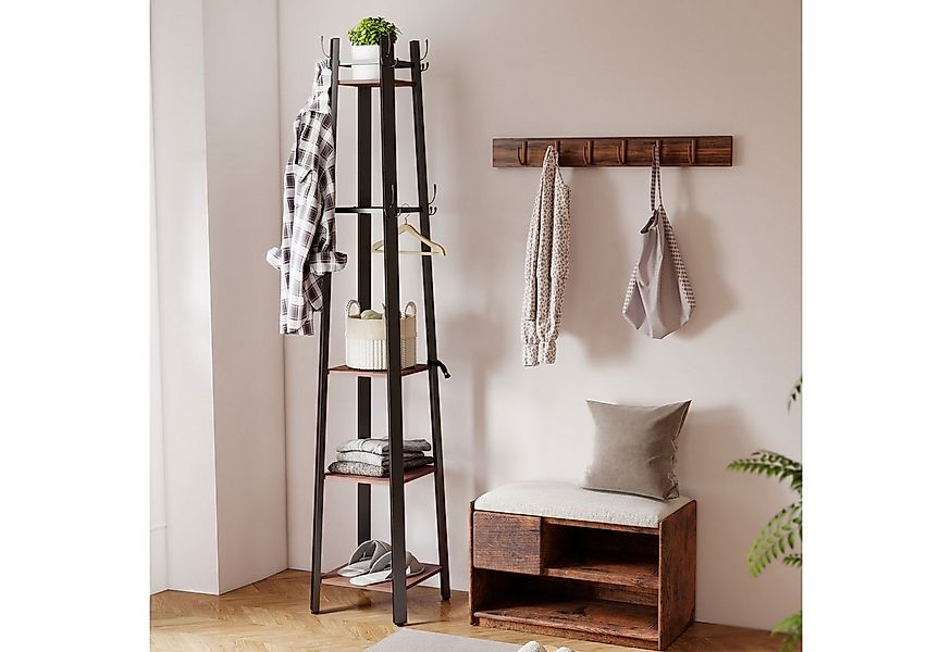 HOMCOM Garderobenständer Kleiderständer mit 4 Ablagen und 8 Haken, (Jackens günstig online kaufen