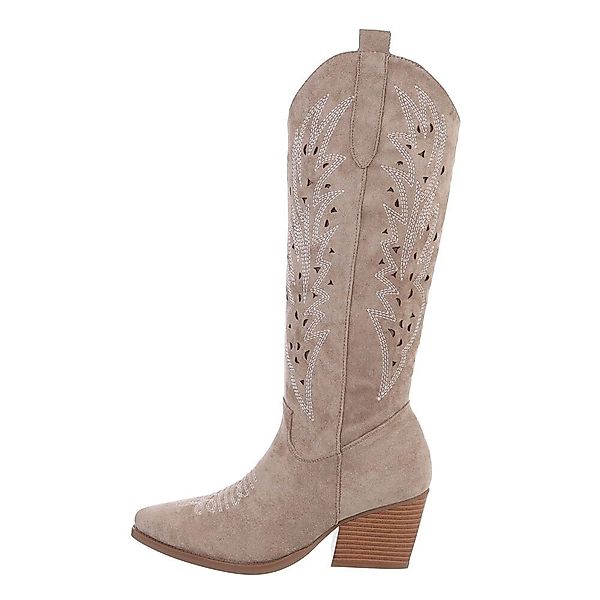Ital-Design Elegante Damen-Cowboystiefel mit Durchbrüchen und günstig online kaufen