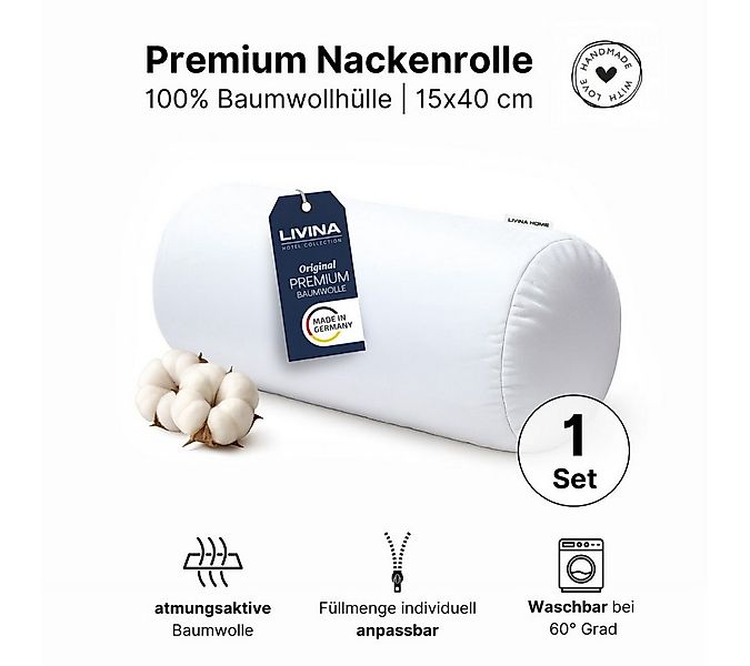 LIVINA HOME Nackenrolle Kopfkissen in Hotelqualität, Sofakissen, 15x40cm, M günstig online kaufen