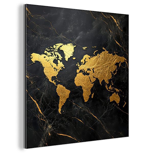 MuchoWow Metallbild Weltkarte - Gold - günstig online kaufen