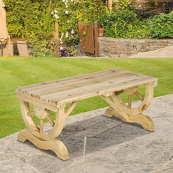 Outsunny Gartenbank Holz wetterfest 98 x 50 x 39,5 cm rustikale Sitzbank fü günstig online kaufen