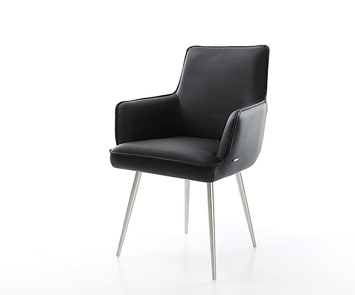 Esszimmerstuhl Heira-Flex mit Armlehnen Echt-Leder Schlamm 4-Fuß konisch Sc günstig online kaufen