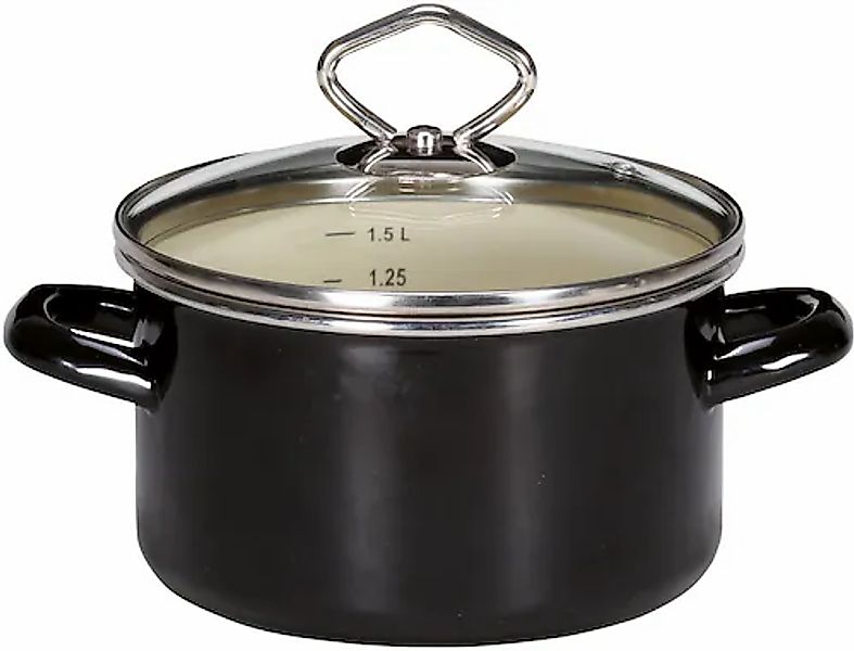 Krüger Fleischtopf Emaille 1 Stk. tlg. Literskala, Glasdeckel, Induktion günstig online kaufen