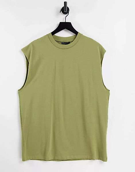 ASOS DESIGN – Ärmelloses Oversize-T-Shirt in Khaki-Grün günstig online kaufen