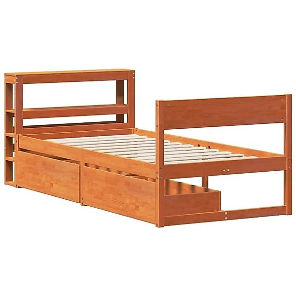 vidaXL Massivholzbett ohne Matratze Wachsbraun 90x190 cm Kiefernholz 330640 günstig online kaufen
