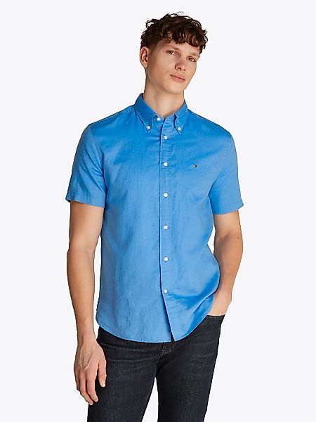 Tommy Hilfiger Kurzarmhemd "LINEN BLEND SOLID SS RF SHIRT", mit Button-down günstig online kaufen