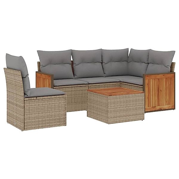 vidaXL 6-Tlg Garten-Sofagarnitur mit Kissen Beige Poly Rattan 3260064 günstig online kaufen
