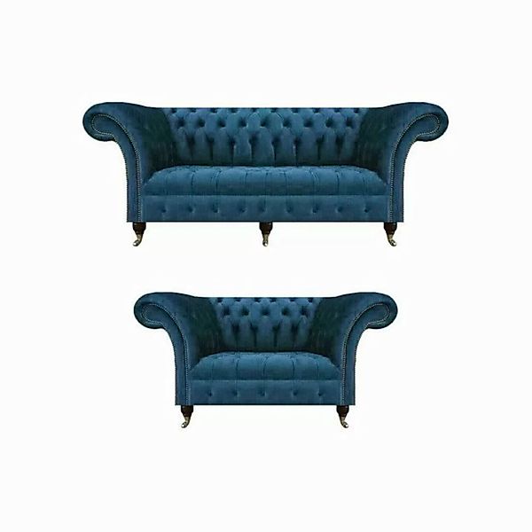 JVmoebel Chesterfield-Sofa Garnitur Designer Dreisitzer Luxus Zweisitzer So günstig online kaufen