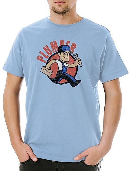 Urban Backwoods Print-Shirt Urban Backwoods Plumber Herren T-Shirt Hellblau günstig online kaufen