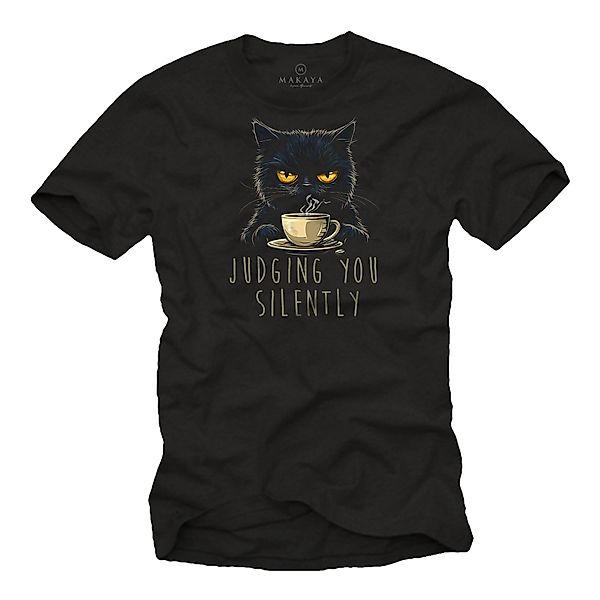 MAKAYA Print-Shirt Herren Katzenshirt Lustige Sprüche günstig online kaufen