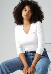 Levis Langarmshirt "ESSENTIAL HM LS VNECK" mit Logo Stickerei günstig online kaufen