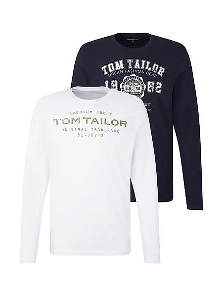 TOM TAILOR Langarmshirt (Packung, 2-tlg) 2er Pack / mit Logo Print günstig online kaufen