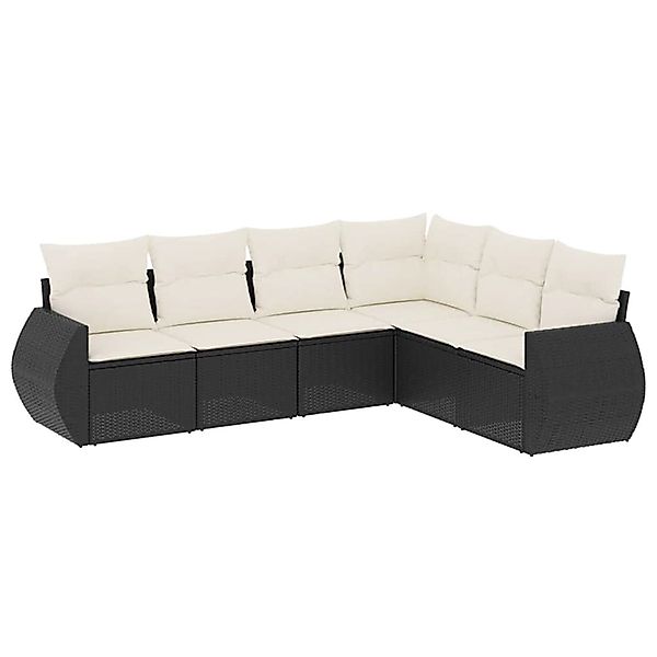 vidaXL 6-Tlg Garten-Sofagarnitur mit Kissen Schwarz Poly Rattan 3253743 günstig online kaufen