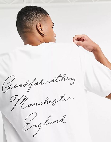 Good For Nothing – T-Shirt in Weiß mit Manchester-Schriftzug-Print hinten günstig online kaufen